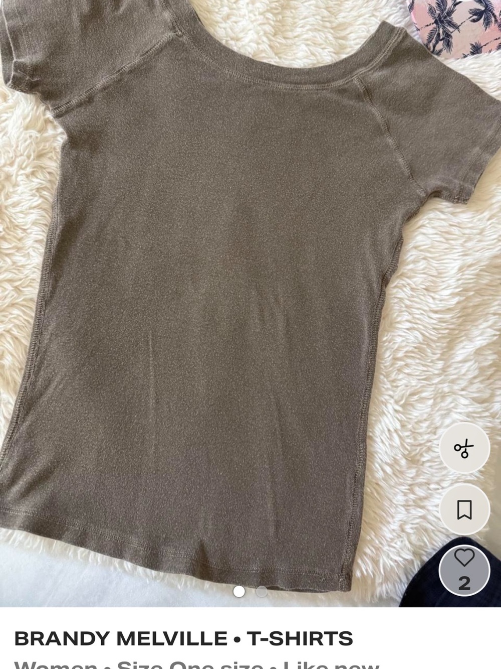 Brandy Melville Olive Scoop Neck Short Sleeve Tee
